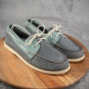 Sperry Top Sider Teal/Navy Blue Leather Boat Shoes Mens Size 11 M